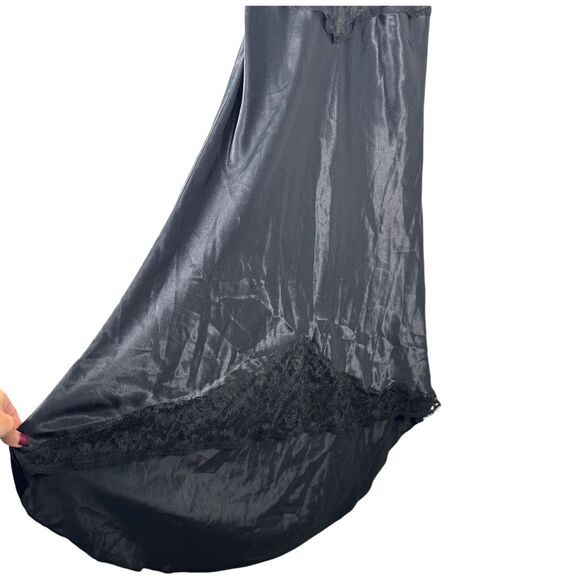 Victoria's Secret Gold Label Black Satin Lace Maxi Slip Dress Size P XS - Picture 4 of 5